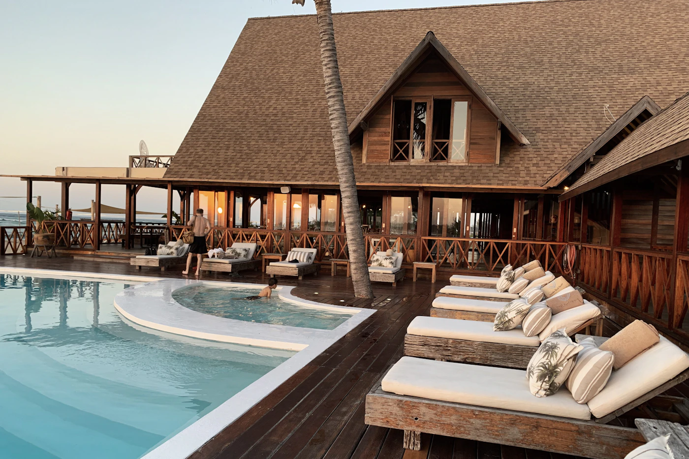 A private island retreat surrounded by clear water